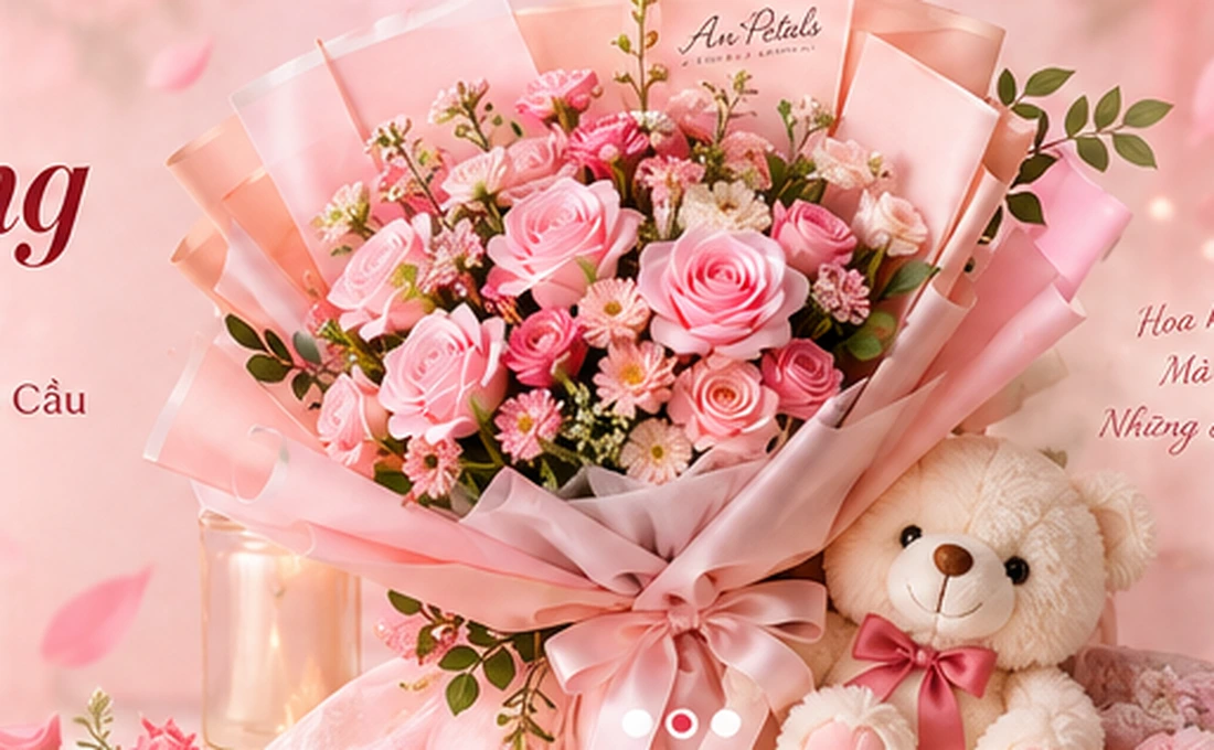 Bó hoa hồng pastel và gấu bông An Petals
